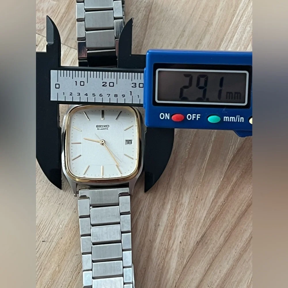 Seiko Gold Plated Rare Vintage Dress Watch White Dial Stainless Bracelet Date